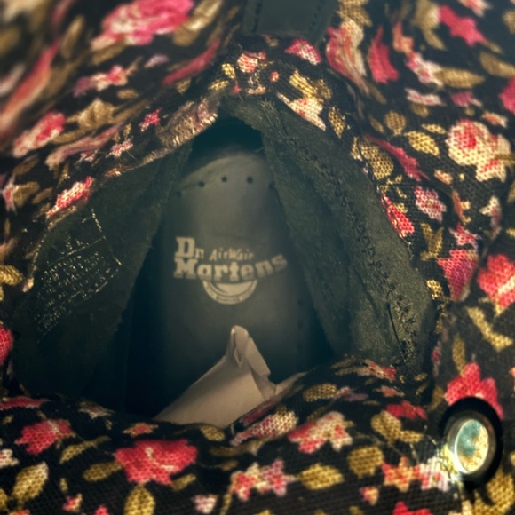 Black Combat Boots with Floral Lining - Picture 12 of 13